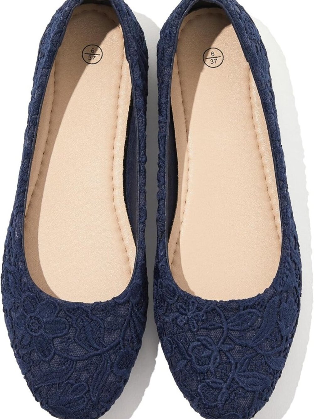 Stylish Round Toe Lace Ballet Flats for Women - Comfortable Foldable Low Heel